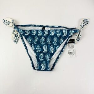 Lauren Ralph Lauren Bikini Bottom Womens US 6 Blue White Tie Sides Swim NWT